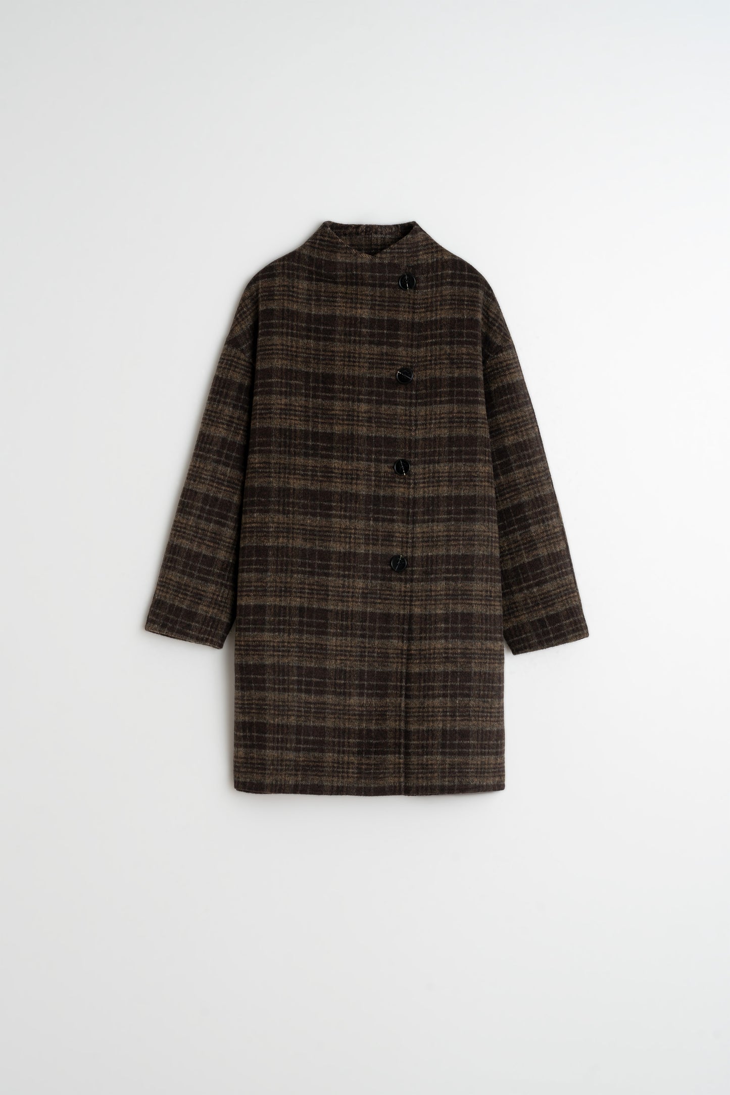 ASYMMETRIC PLAID COAT