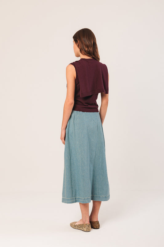 PLEATED DENIM SKIRT 4
