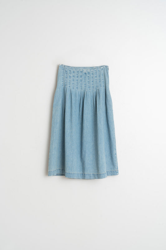 PLEATED DENIM SKIRT