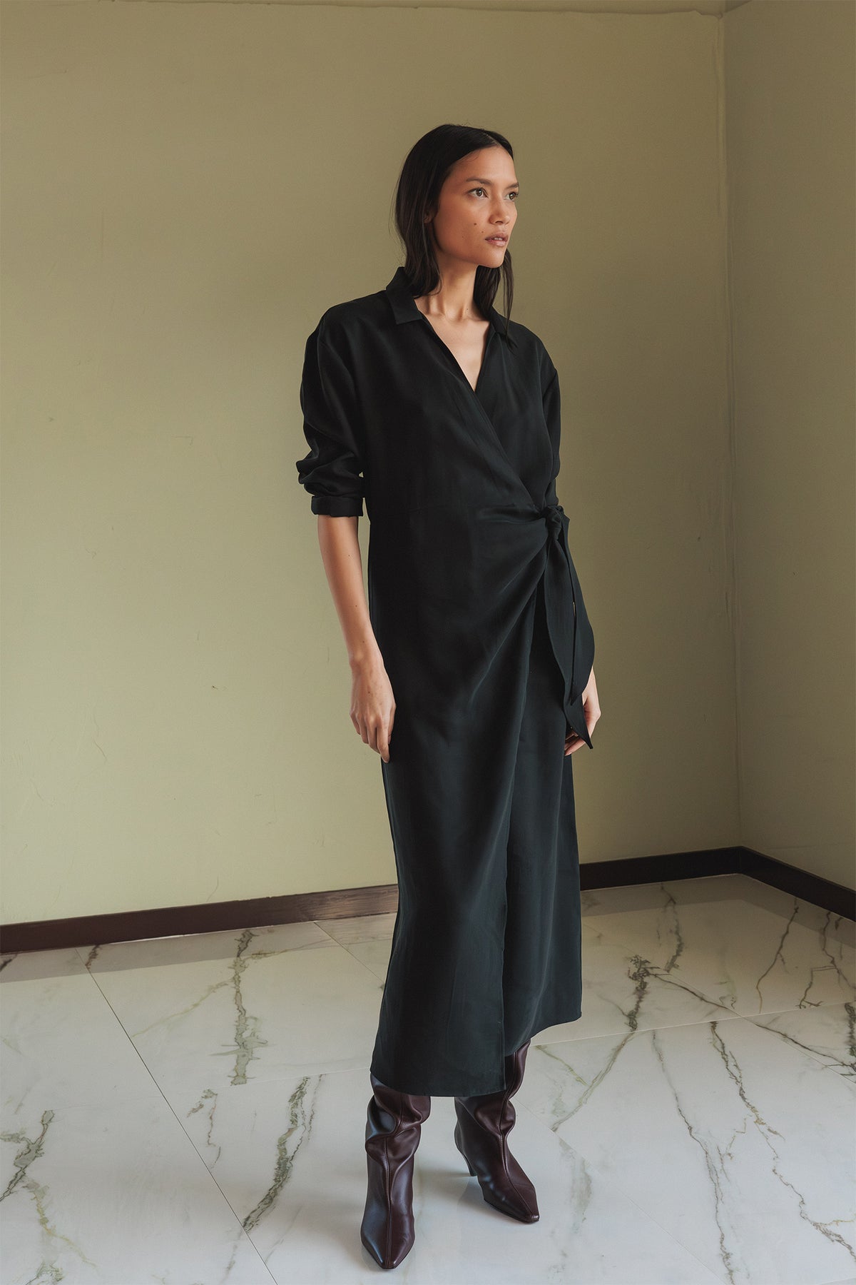 KNOTTED DRAPED DRESS