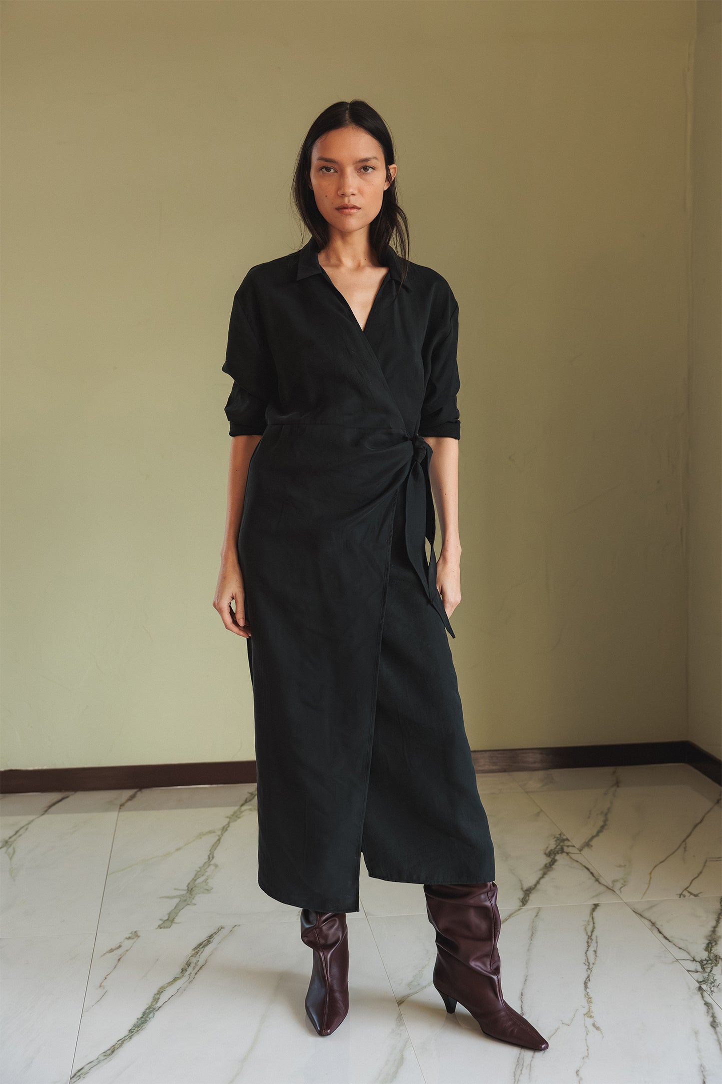 KNOTTED DRAPED DRESS