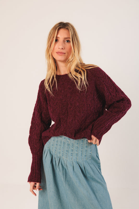 CABLE-KNIT CROP SWEATER
