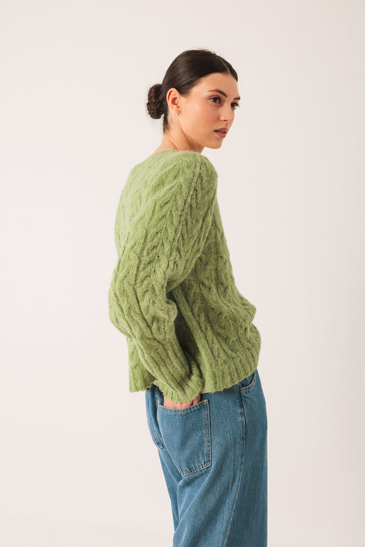 CABLE-KNIT CROP SWEATER