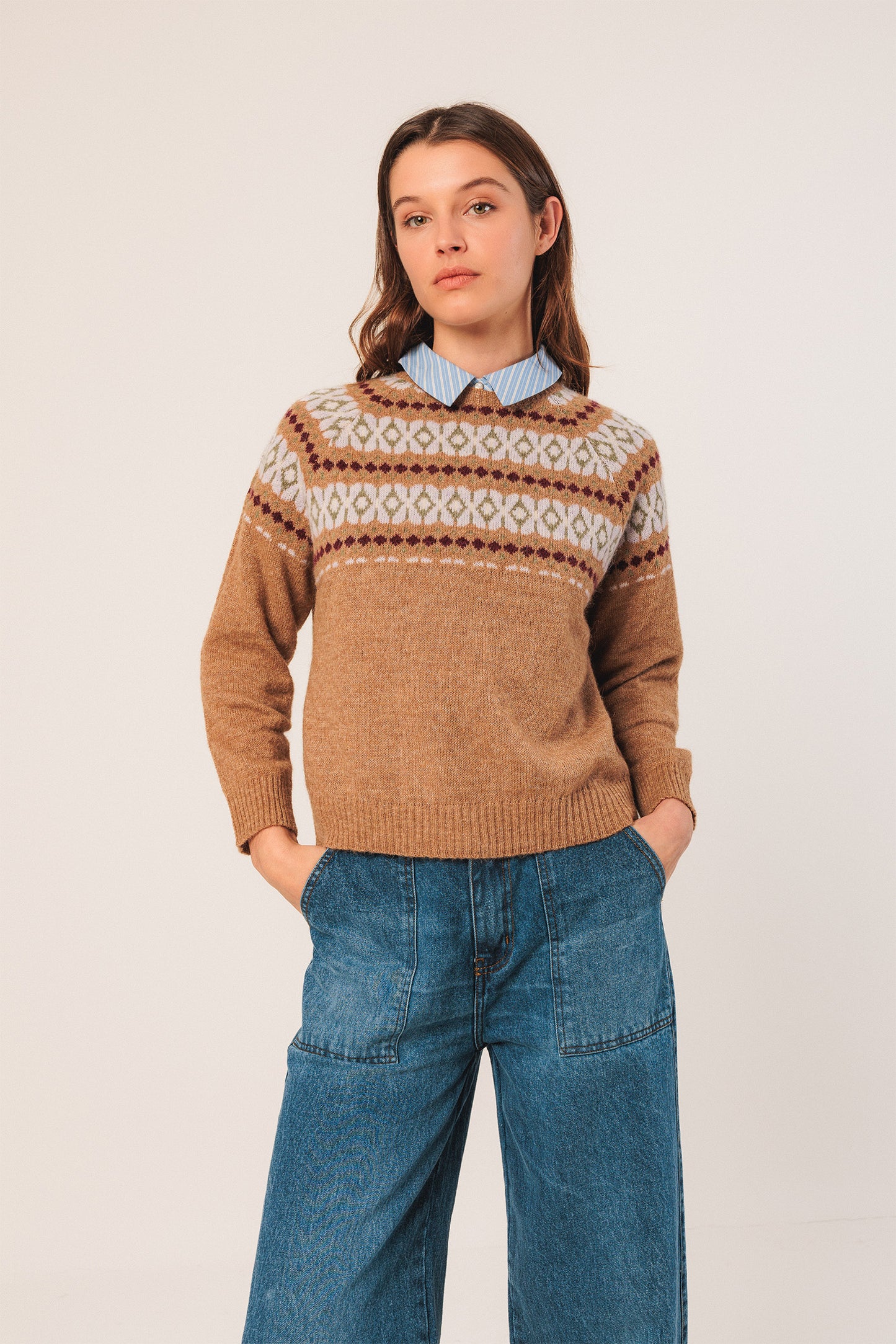 JACQUARD BORDER SWEATER