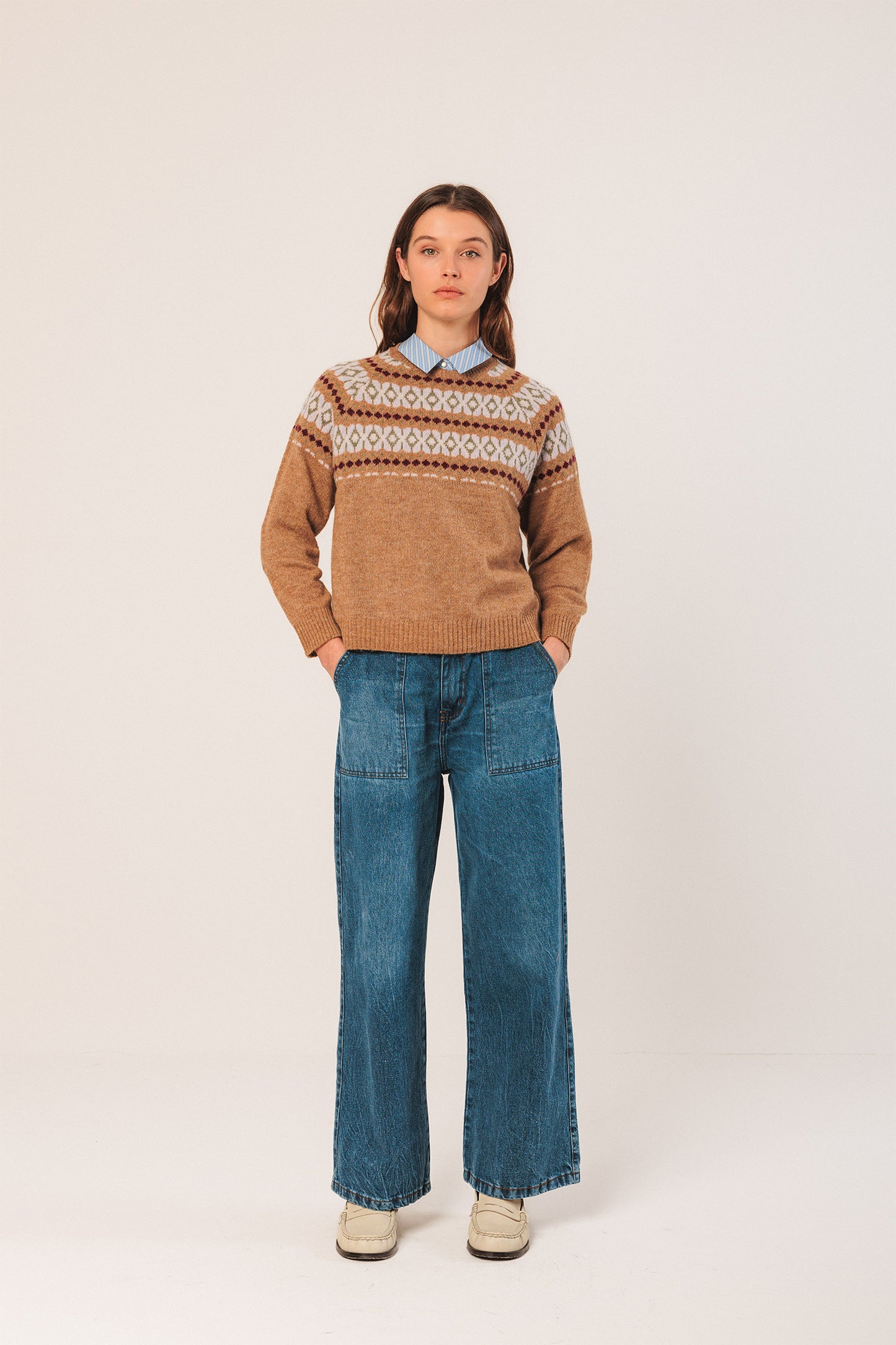 JACQUARD BORDER SWEATER