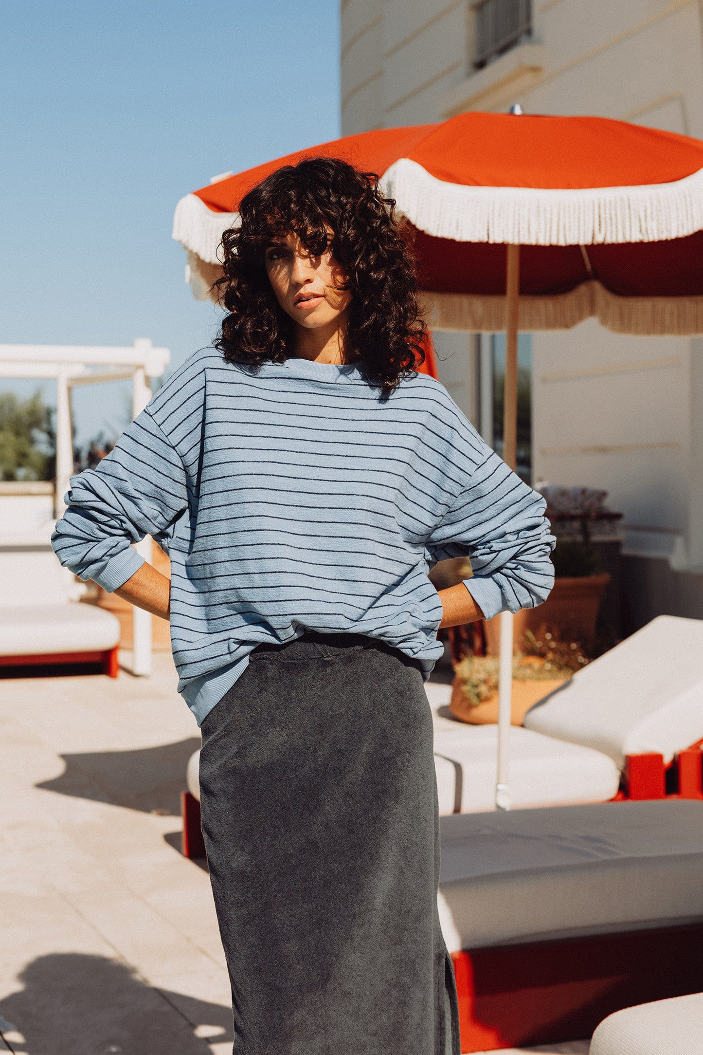 STRIPED COTTON SWEATSHIRT