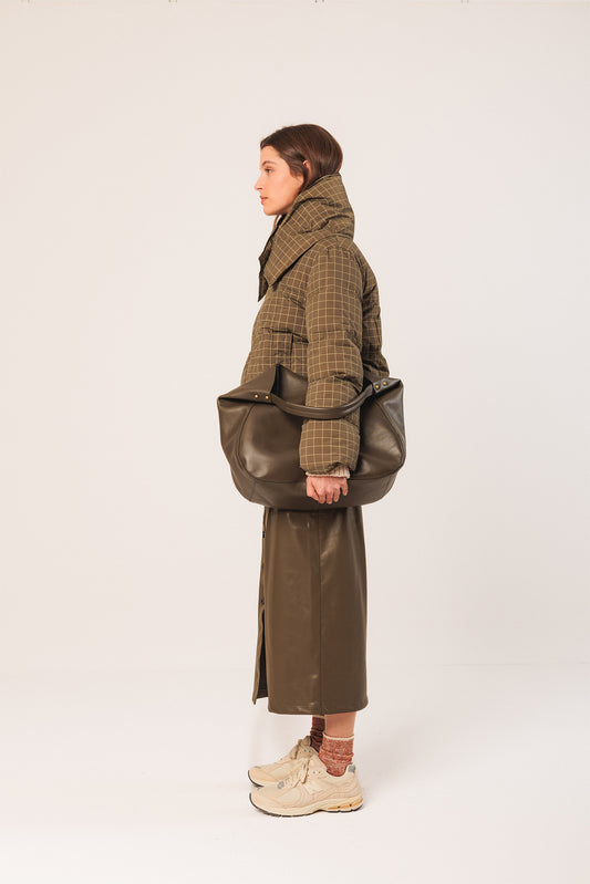 SHORT CHECKERED DOWN COAT