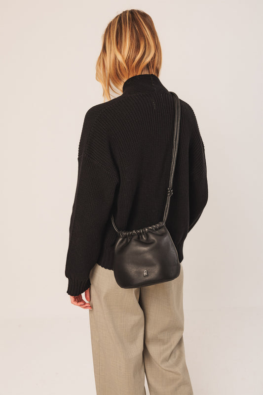 GATHERED LEATHER TOTE BAG