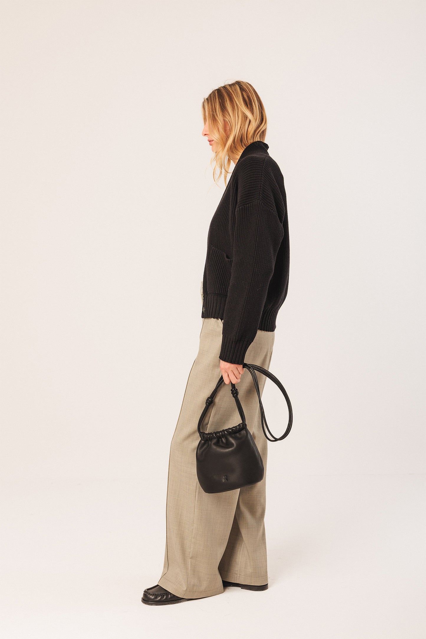 GATHERED LEATHER TOTE BAG