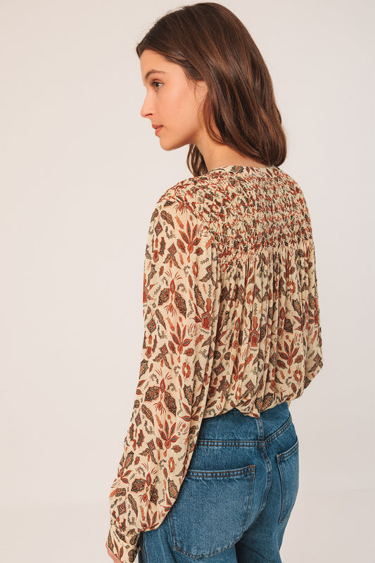 SMOCK-DETAIL SHIRT