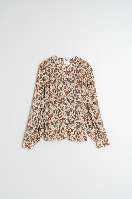 SMOCK-DETAIL SHIRT