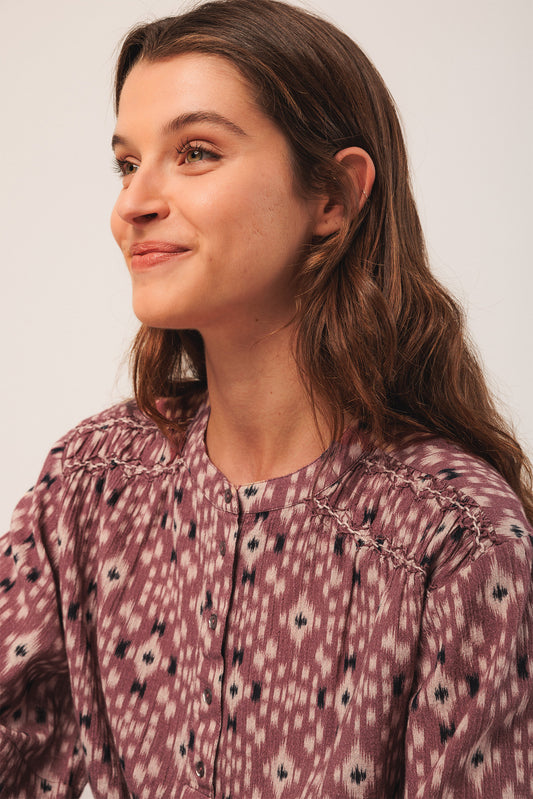 SMOCK-DETAIL BLOUSE