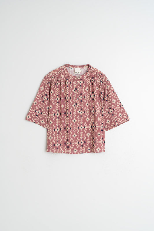 SMOCK-DETAIL BLOUSE