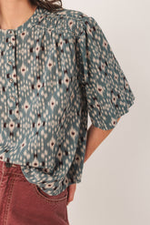 SMOCK-DETAIL BLOUSE