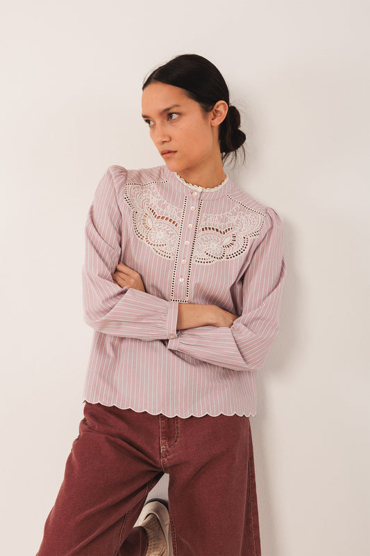 EMBROIDERED POPLIN BLOUSE
