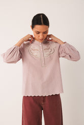 EMBROIDERED POPLIN BLOUSE