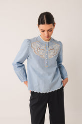 EMBROIDERED POPLIN BLOUSE