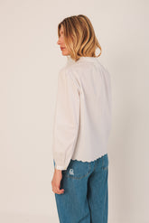 EMBROIDERED TRIMMED BLOUSE