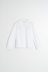 [CL] EMBROIDERED TRIMMED BLOUSE