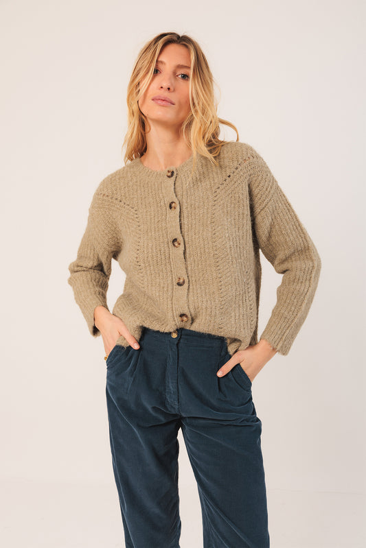 JACKET WITH LOOSE-KNIT DETAILS