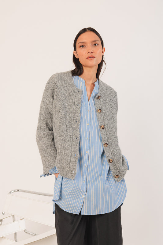 JACKET WITH LOOSE-KNIT DETAILS