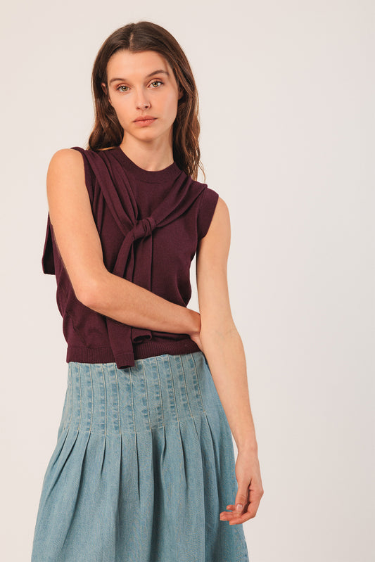 VEST WITH TIED SWEATER DETAIL