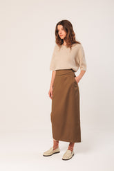 SHORT-SLEEVE CABLE-KNIT SWEATER