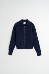 COTTON CABLE-KNIT JACKET