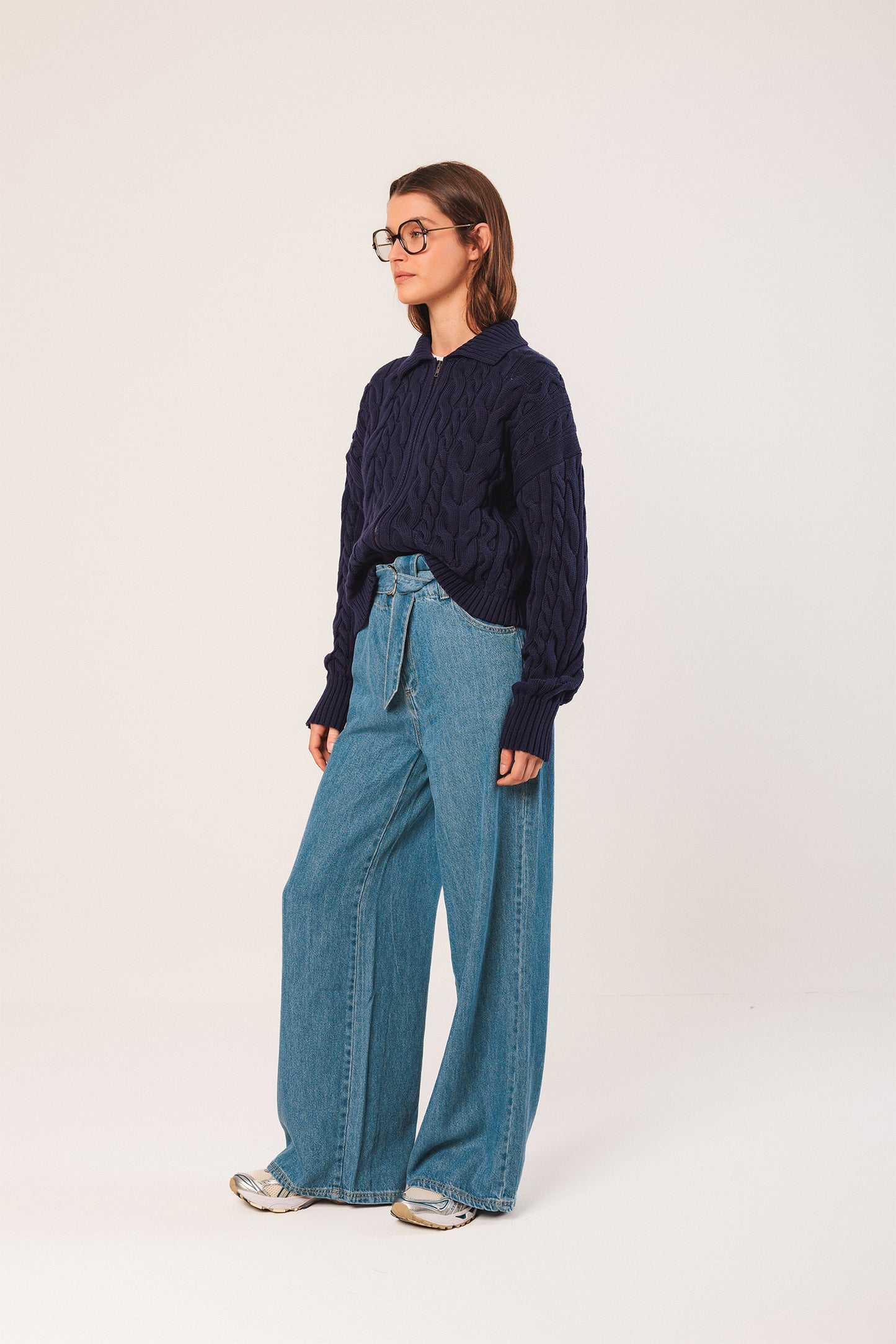 COTTON CABLE-KNIT JACKET