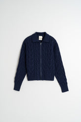 COTTON CABLE-KNIT JACKET