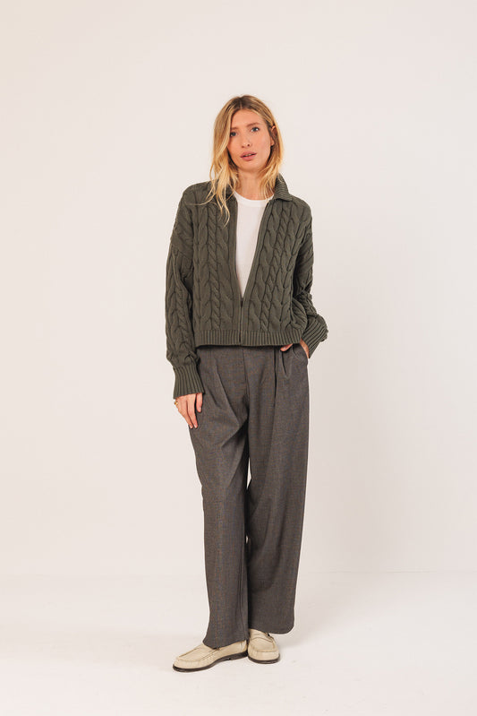 COTTON CABLE-KNIT JACKET