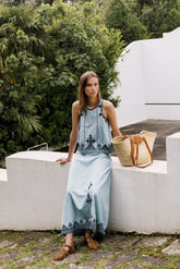 EMBROIDERED DENIM BLOUSE