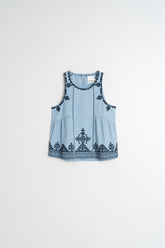 EMBROIDERED DENIM BLOUSE