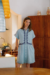 [CL] EMBROIDERED SHIRT DRESS