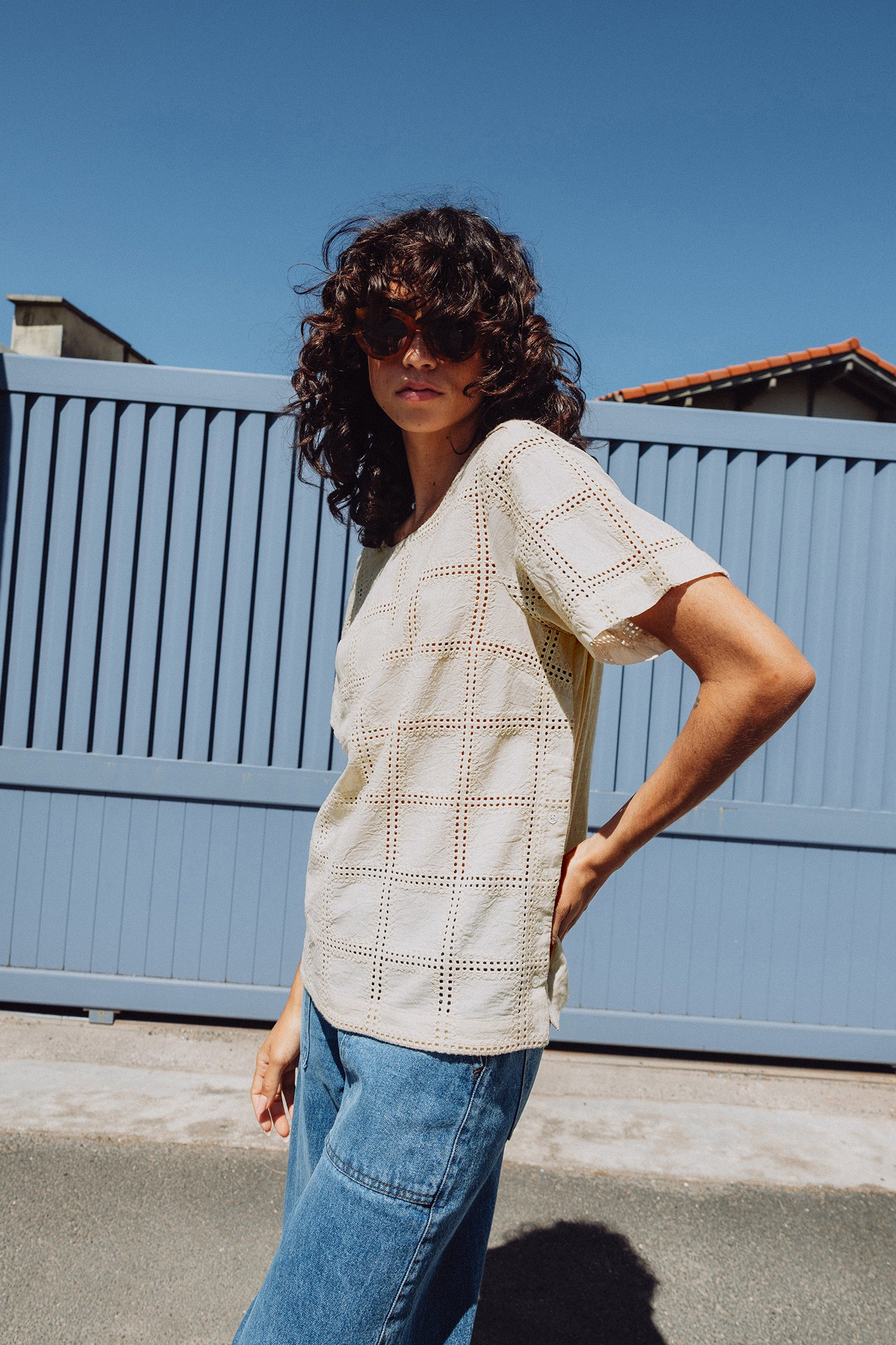 [CL] EMBROIDERED COTTON BLOUSE