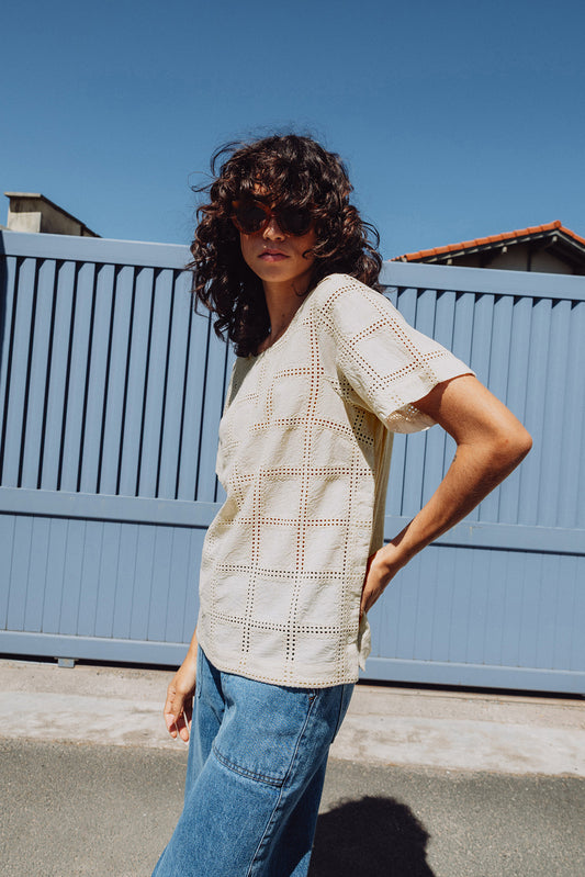 EMBROIDERED COTTON BLOUSE