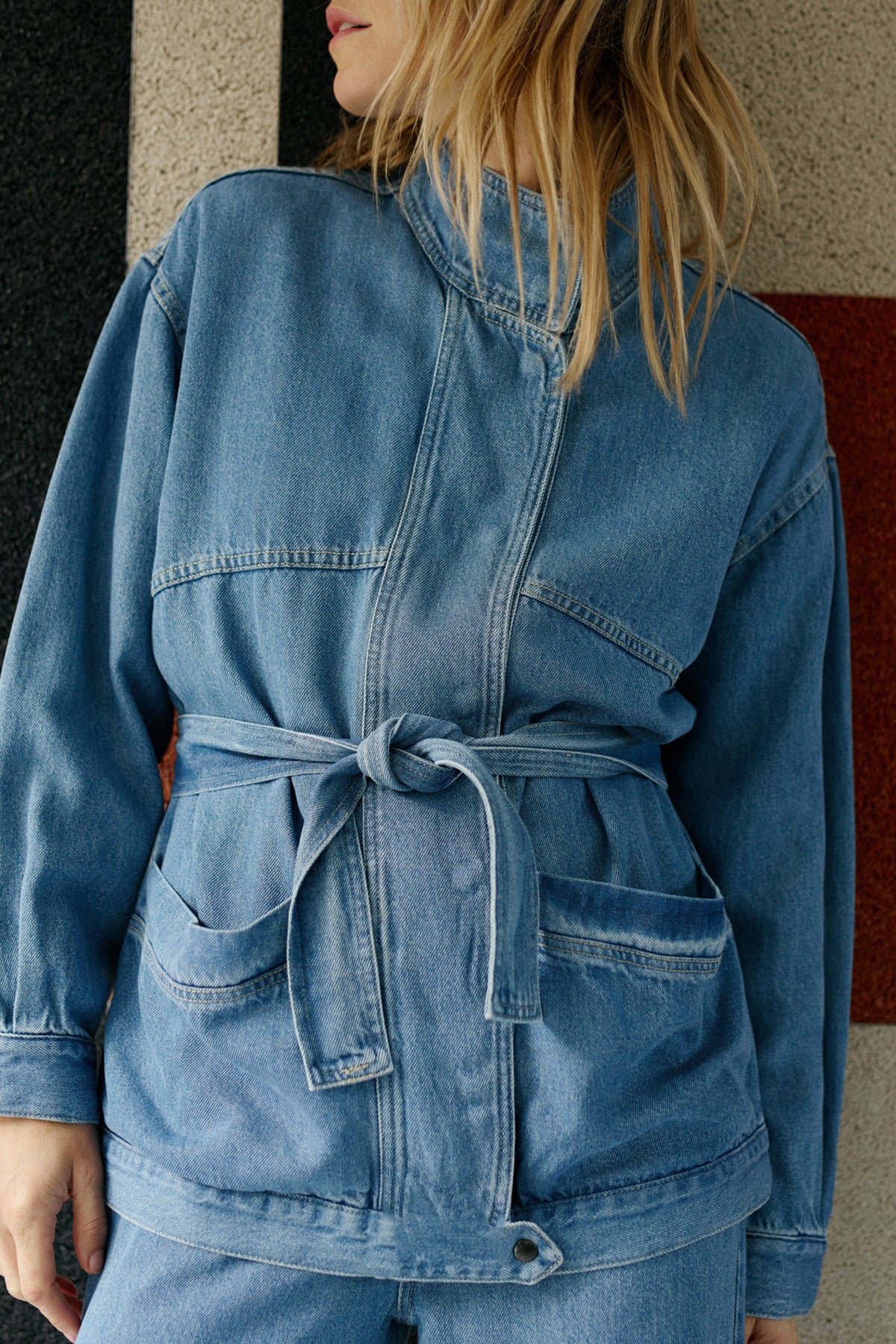 DENIM BELTED JACKET
