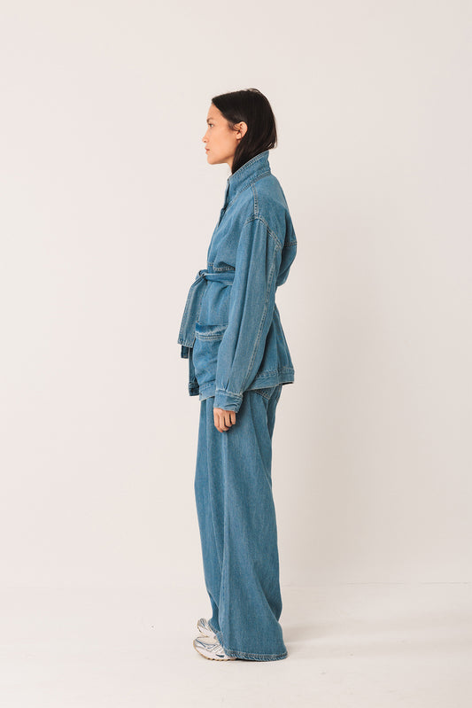 DENIM BELTED JACKET