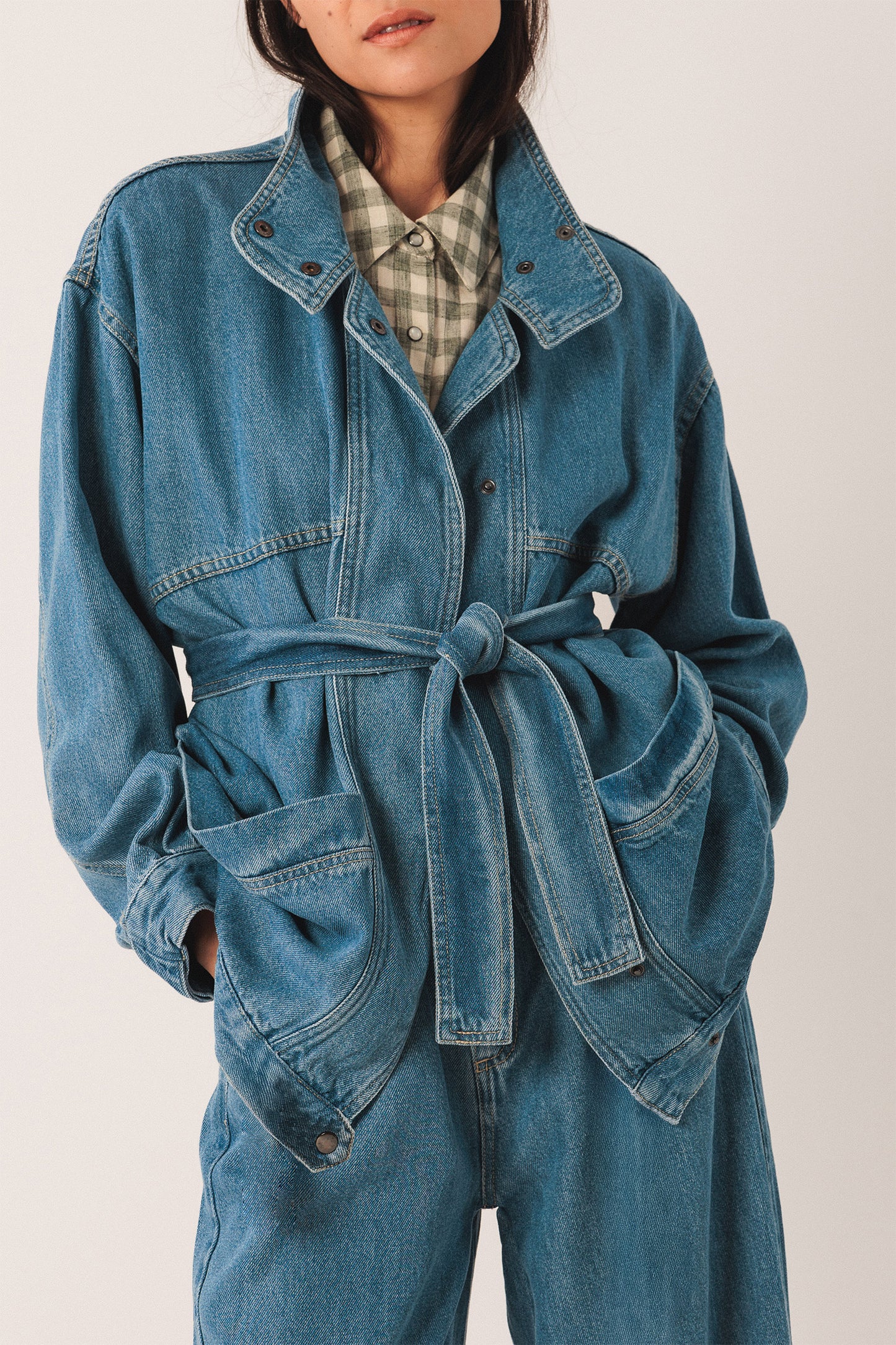 [CL] DENIM BELTED JACKET