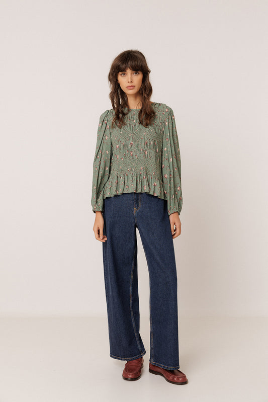 FLORAL PRINT SMOCK BLOUSE 2