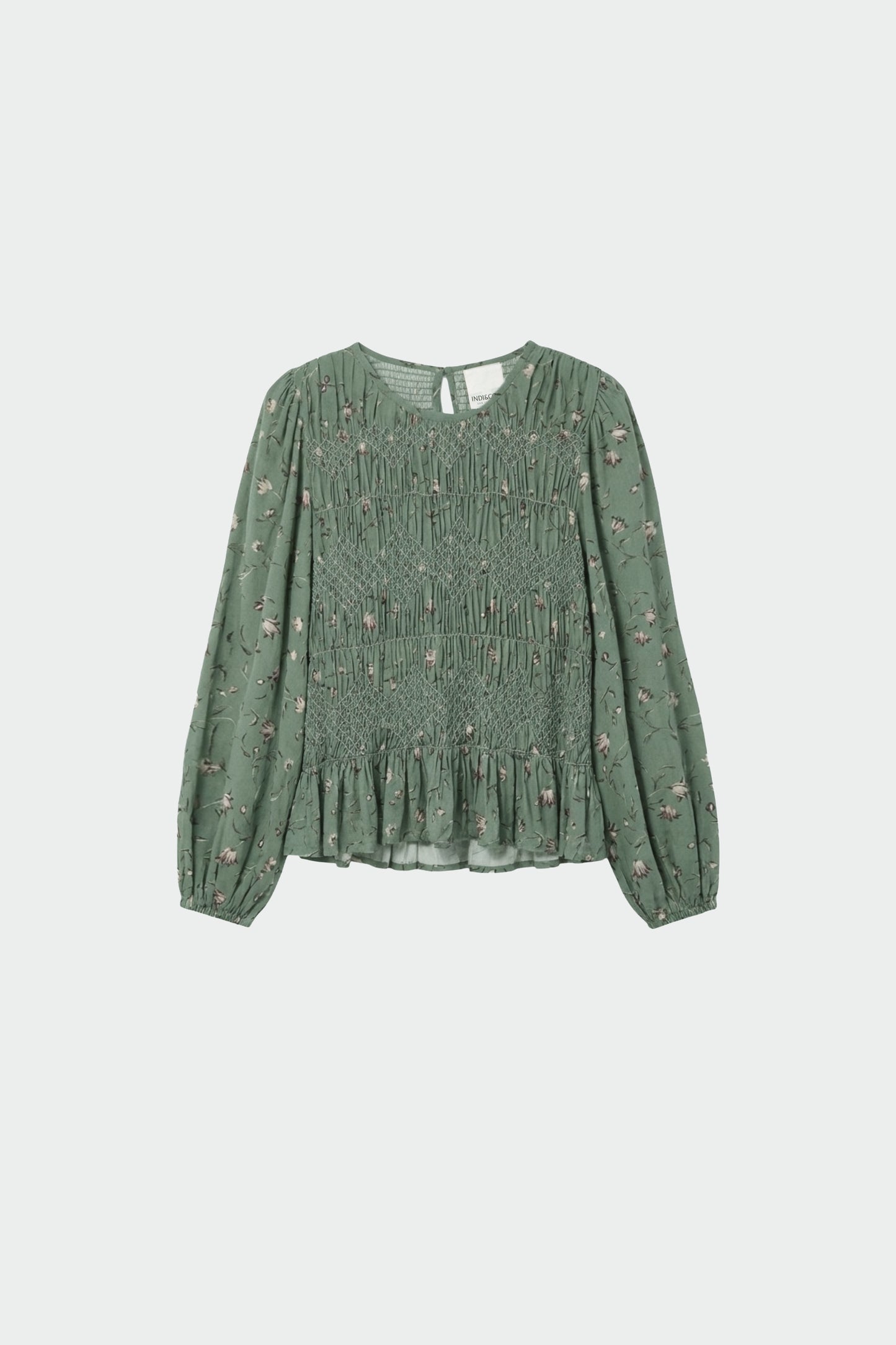 FLORAL PRINT SMOCK BLOUSE