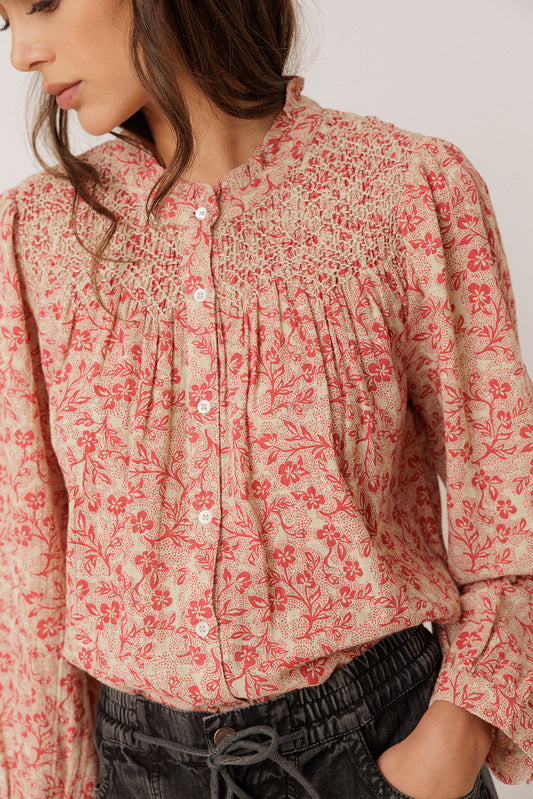 SMOCKED EMBROIDERY SHIRT 1