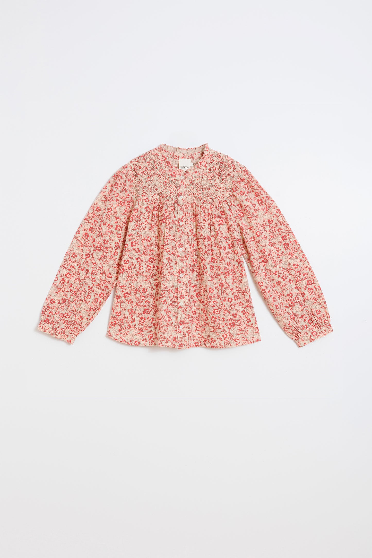 SMOCKED EMBROIDERY SHIRT