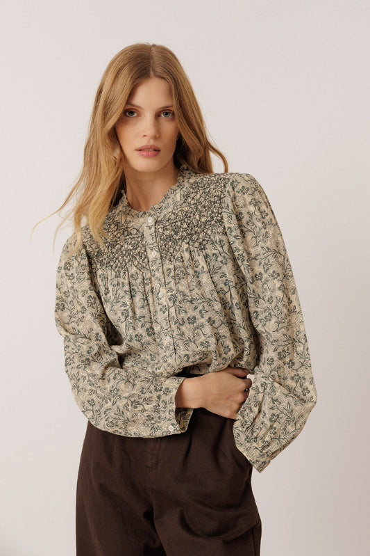 SMOCKED EMBROIDERY SHIRT 4