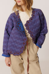 CONTRAST-EMBROIDERY QUILTED JACKET