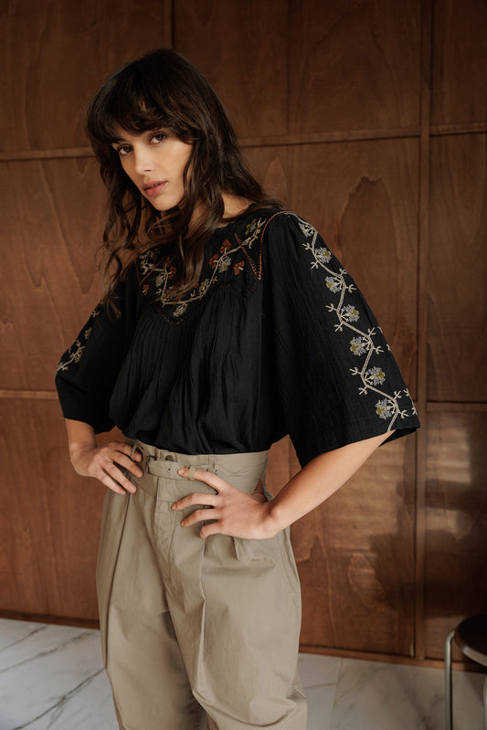 EMBROIDERED-YOKE BLOUSE 2