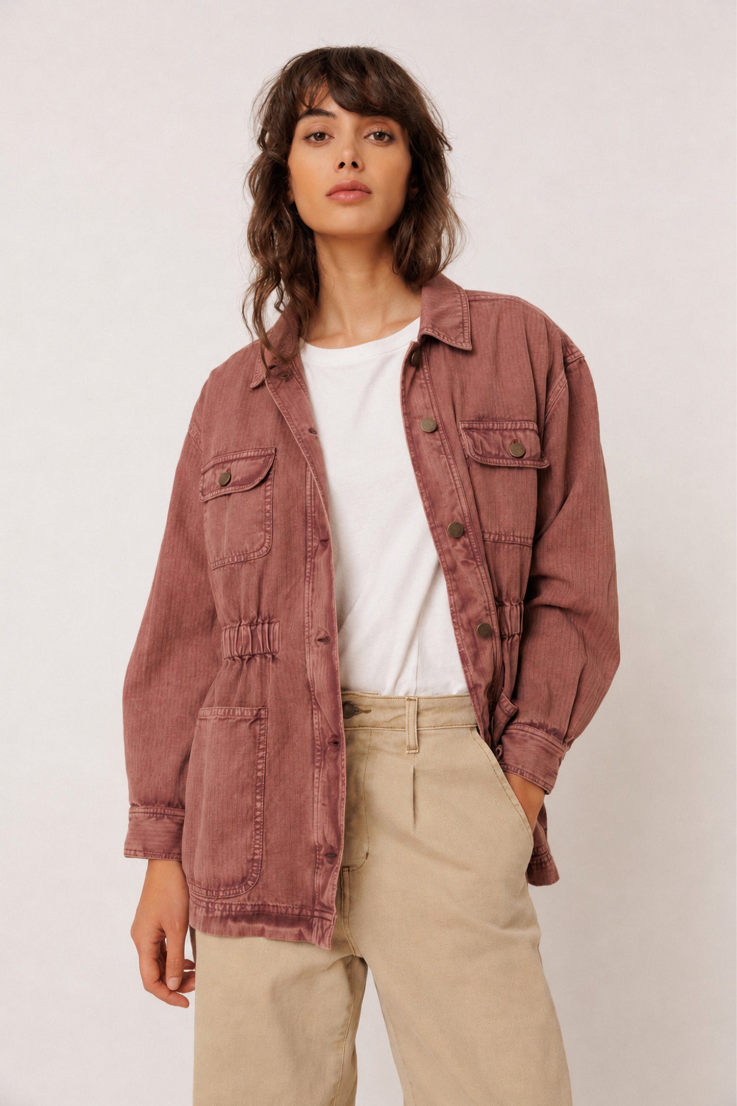 VINTAGE-WASHED HERRINGBONE JACKET
