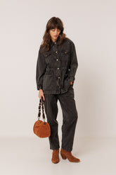 VINTAGE-WASHED HERRINGBONE JACKET