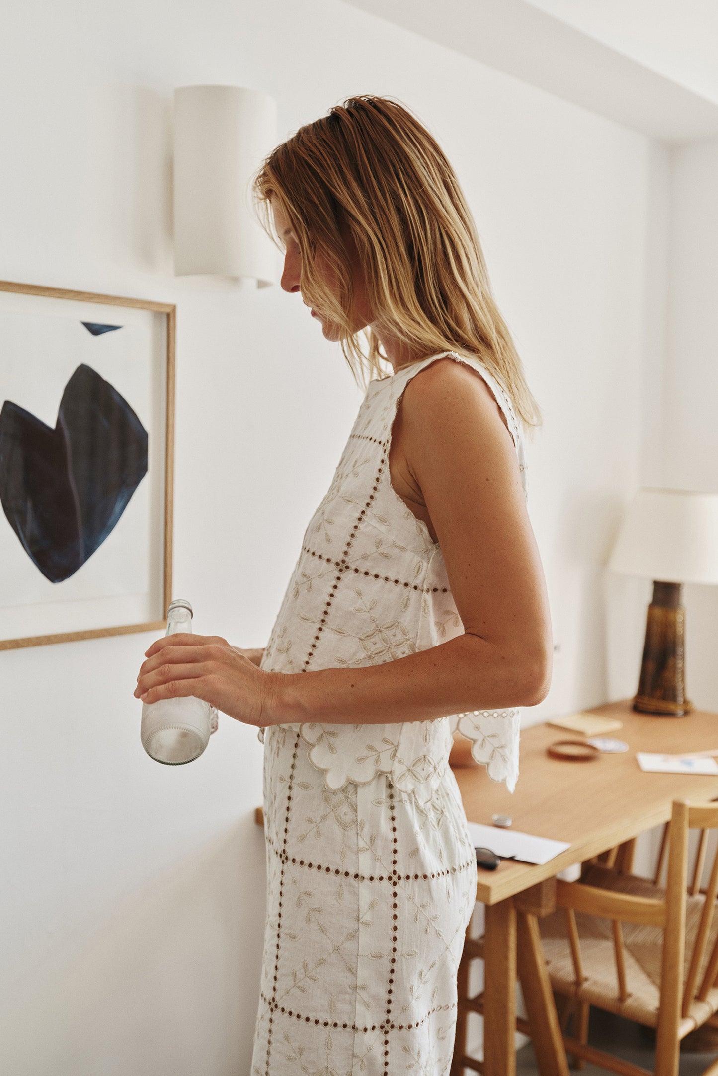PERFORATED-EMBROIDERY TOP