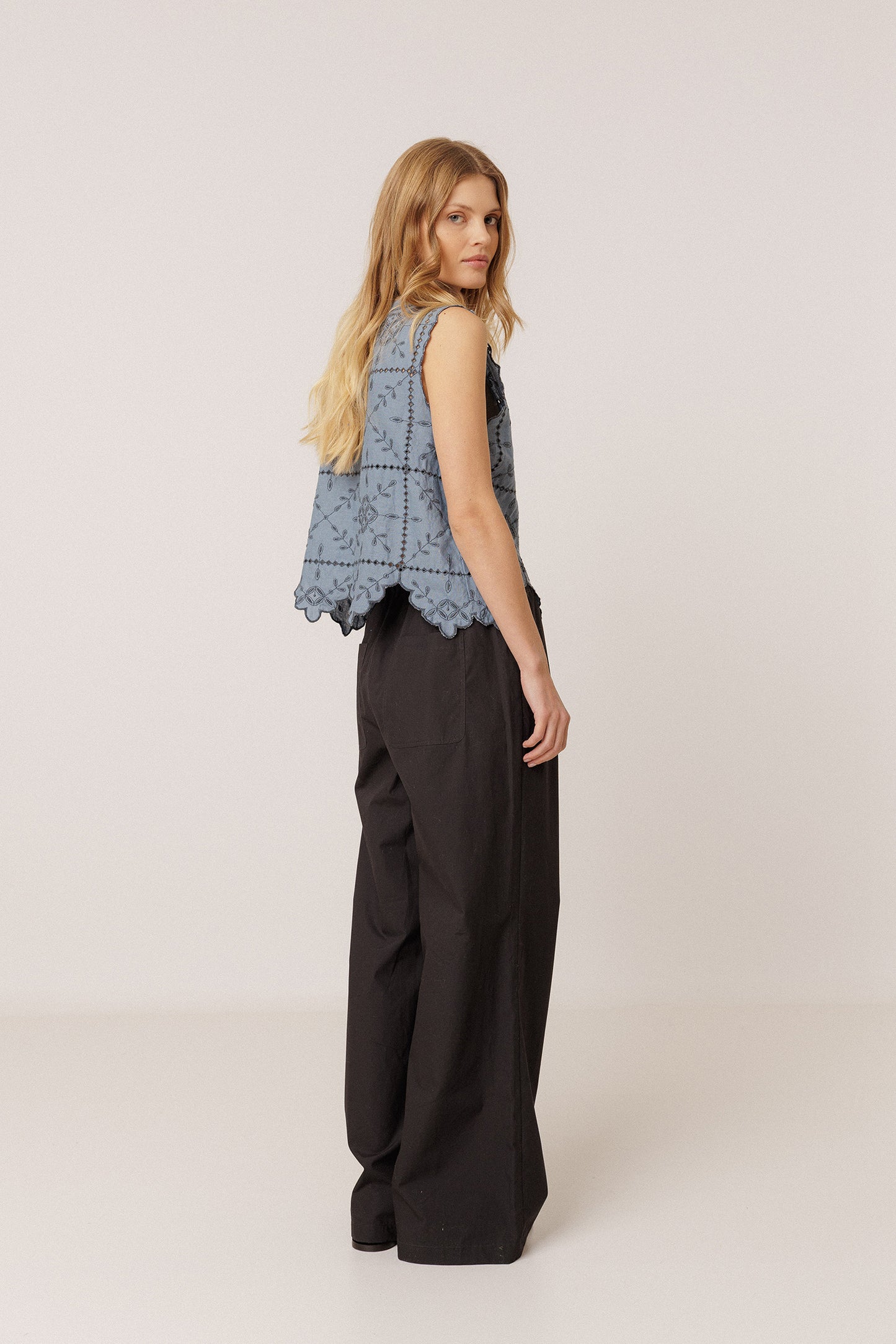 PERFORATED-EMBROIDERY TOP